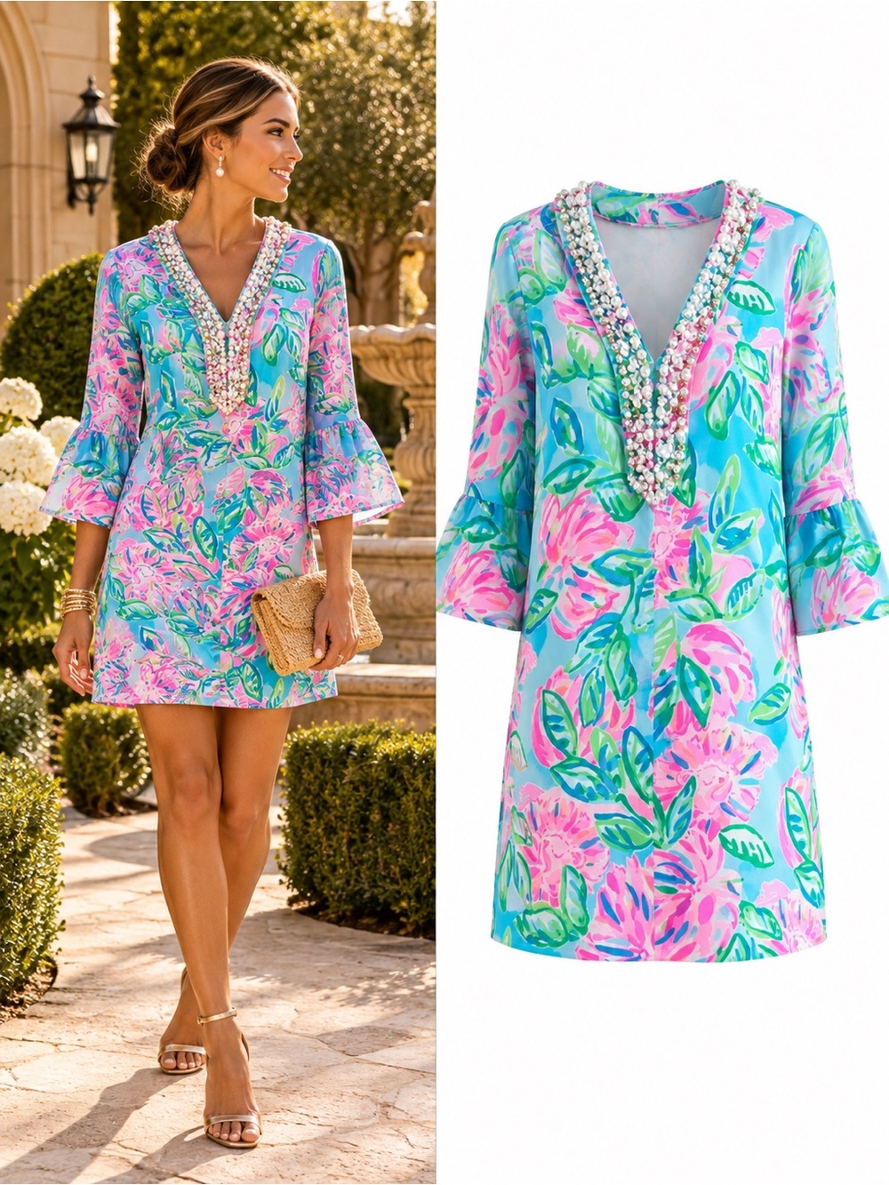 Lilly Pulitzer Eleonora Totally Blossom Silk Beaded Shift Dress Size XXS Bridal